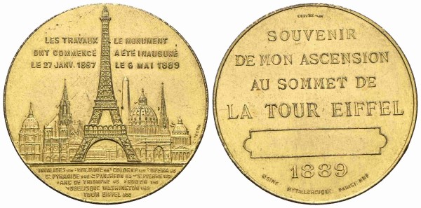 Frankreich-3-Republik-Vergoldete-AE-Medaille-1889-VIA13247